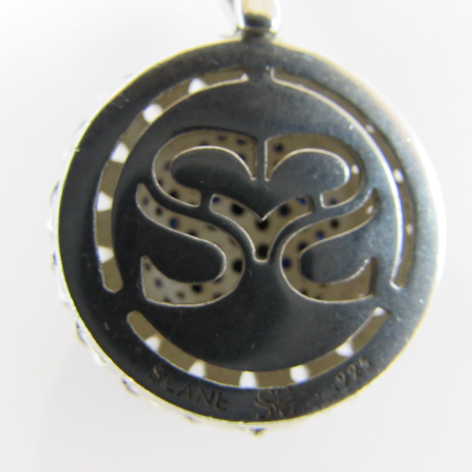 Slane & Slane Black Saphire Cluster Enhancer Pendant 925 silver Basket Weave