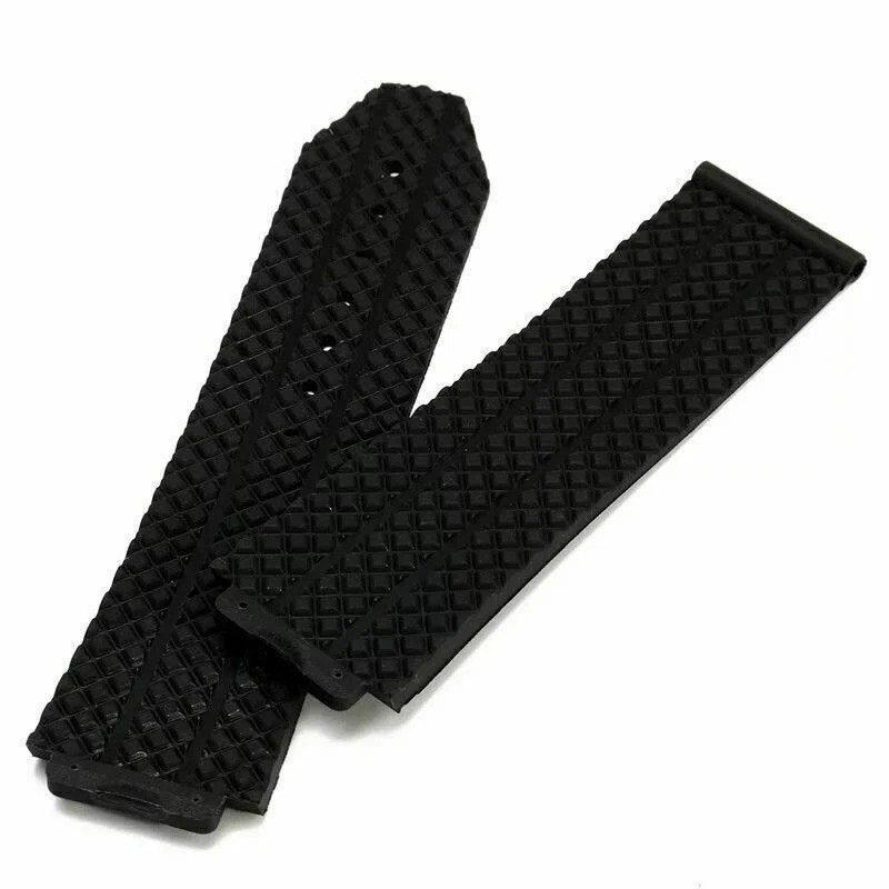 24MM RUBBER WATCH STRAP BAND FOR HUBLOT FUSION BIG BANG 44,44.5,45MM CERAMIC BLK