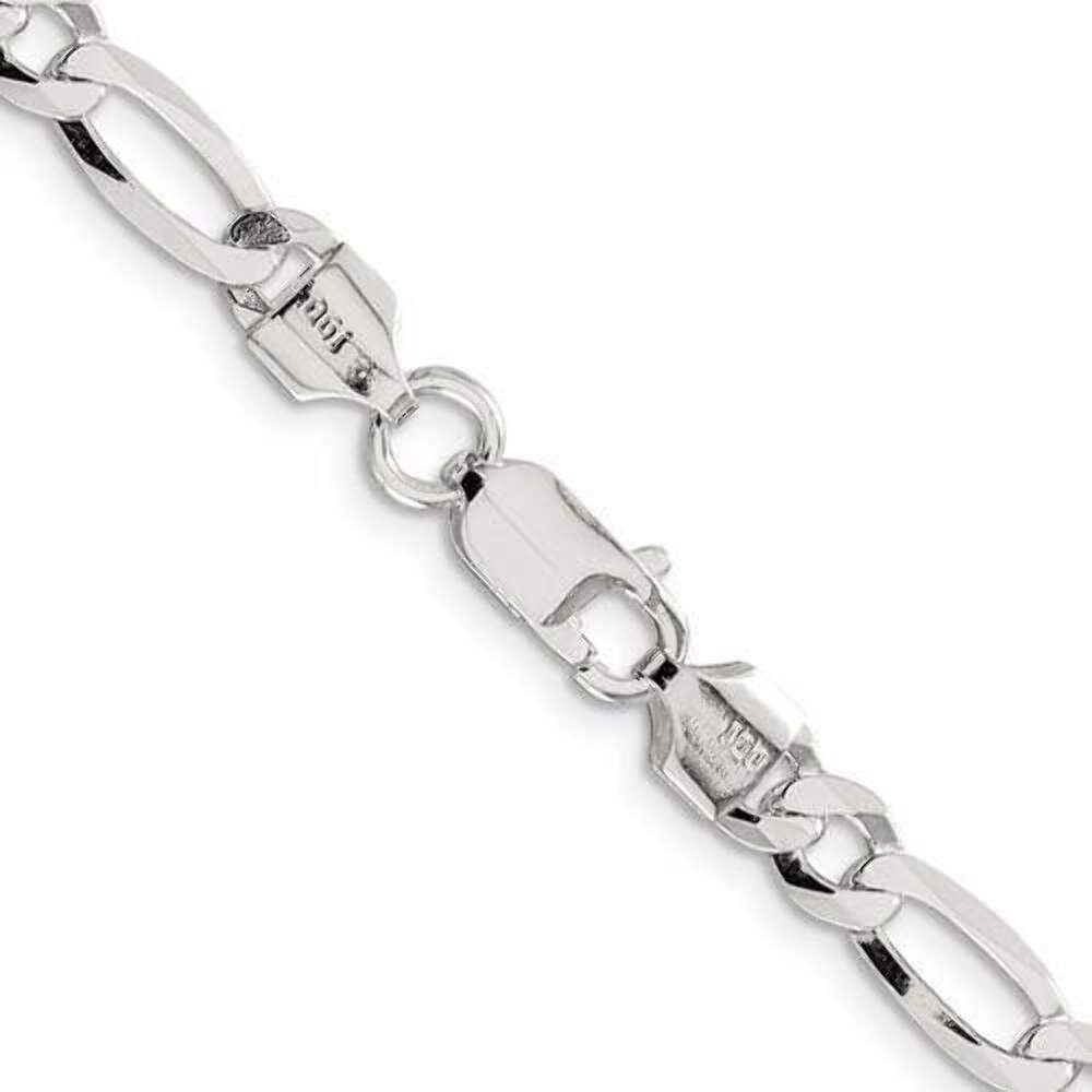 Sterling Silver 5.5mm Flat Figaro Chain Necklace 18in