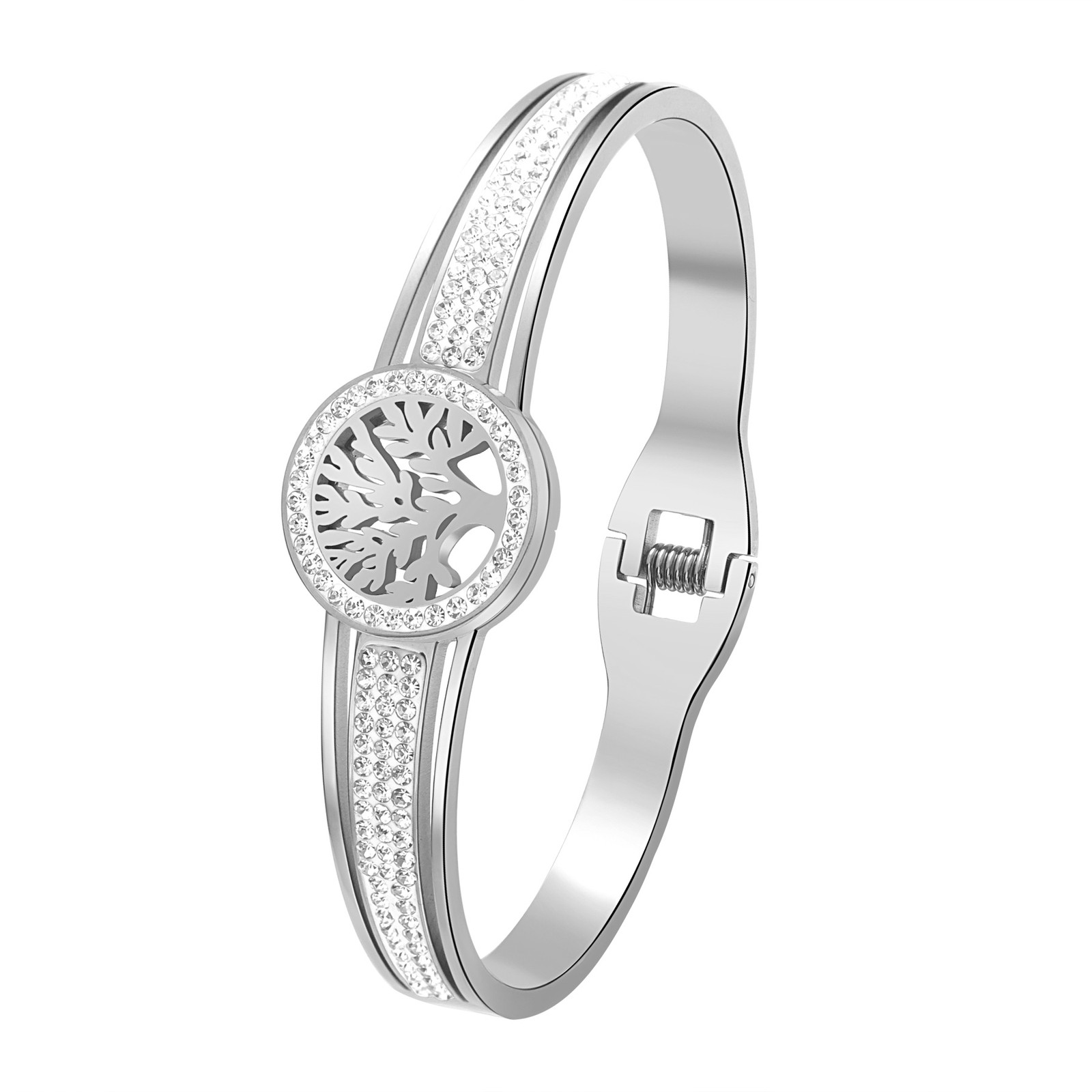 Womens Tree of Life Bangle Stainless Steel Bracelet 6 1/2 in Mother’s Day Gift