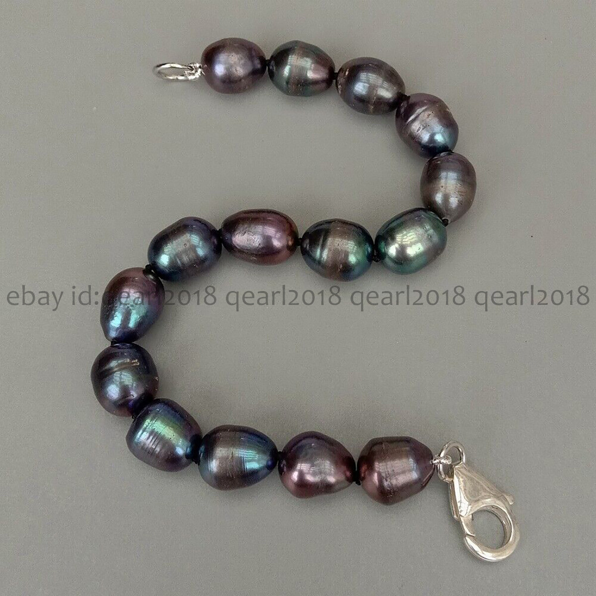 Natural White Black Gray Pink Purple Rice Cultured Pearl Beads Bracelet 7-8.5”
