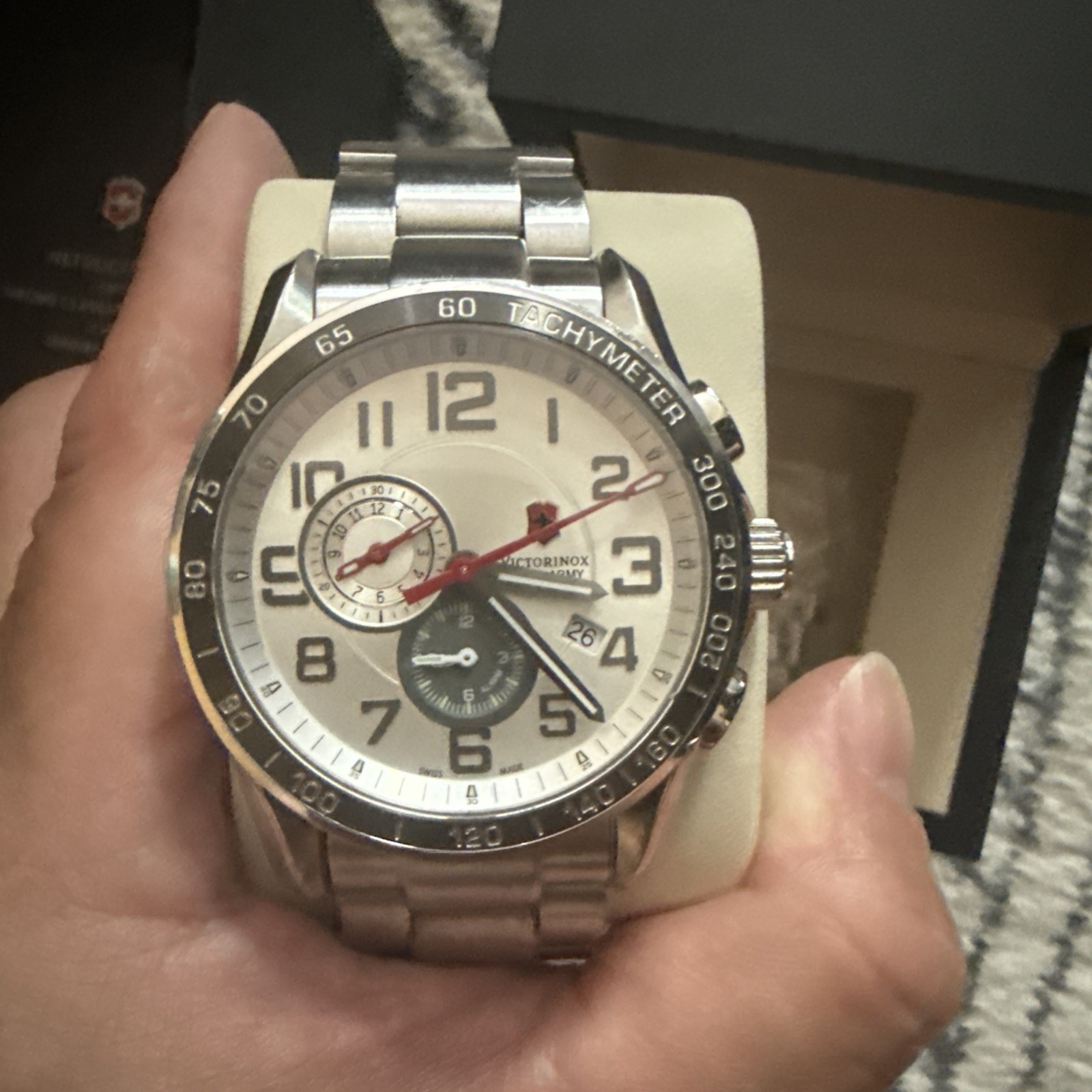 VICTORINOX SWISS ARMY CHRONO CLASSIC XLS ALARM 241282 CHRONOGRAPH WATCH FULL SET
