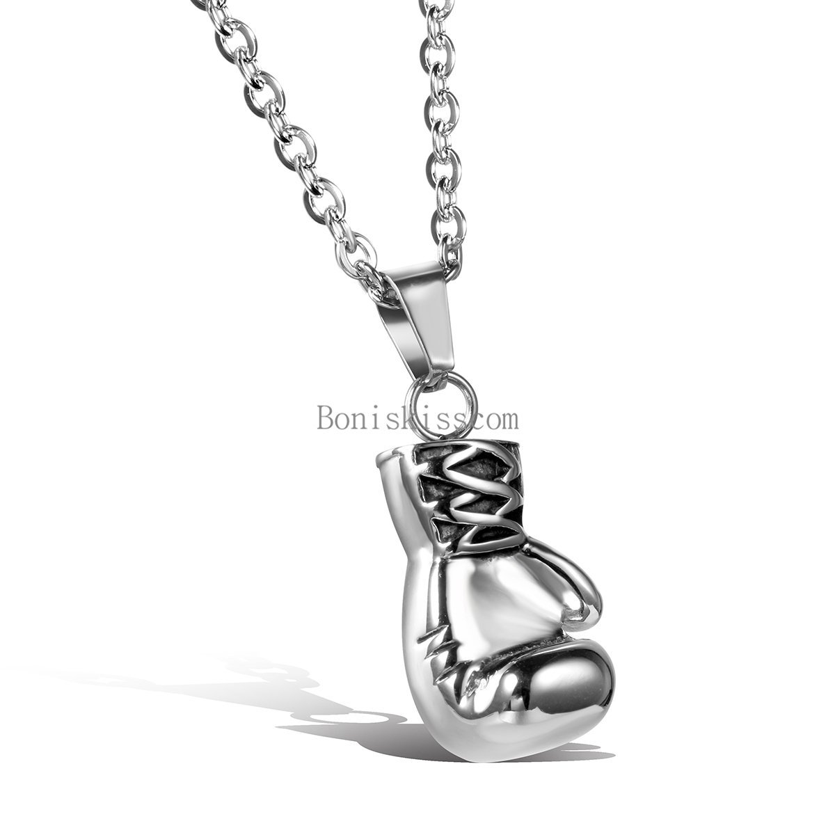 Silver Stainless Steel Boxing Glove Pendant Necklace for Men Men’s Jewelry