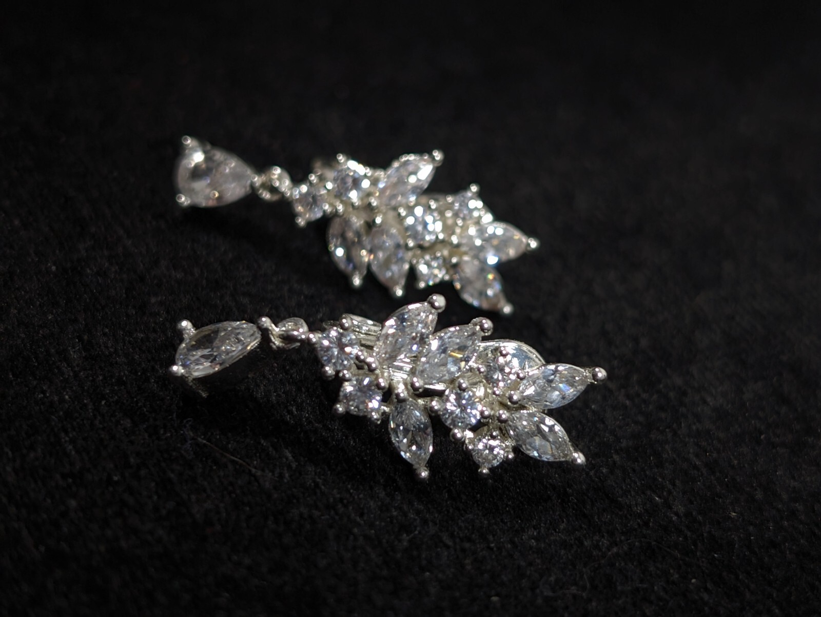 TJG The Jewelry Group for Napier Silvertone Marquise Crystal Earrings Bridal