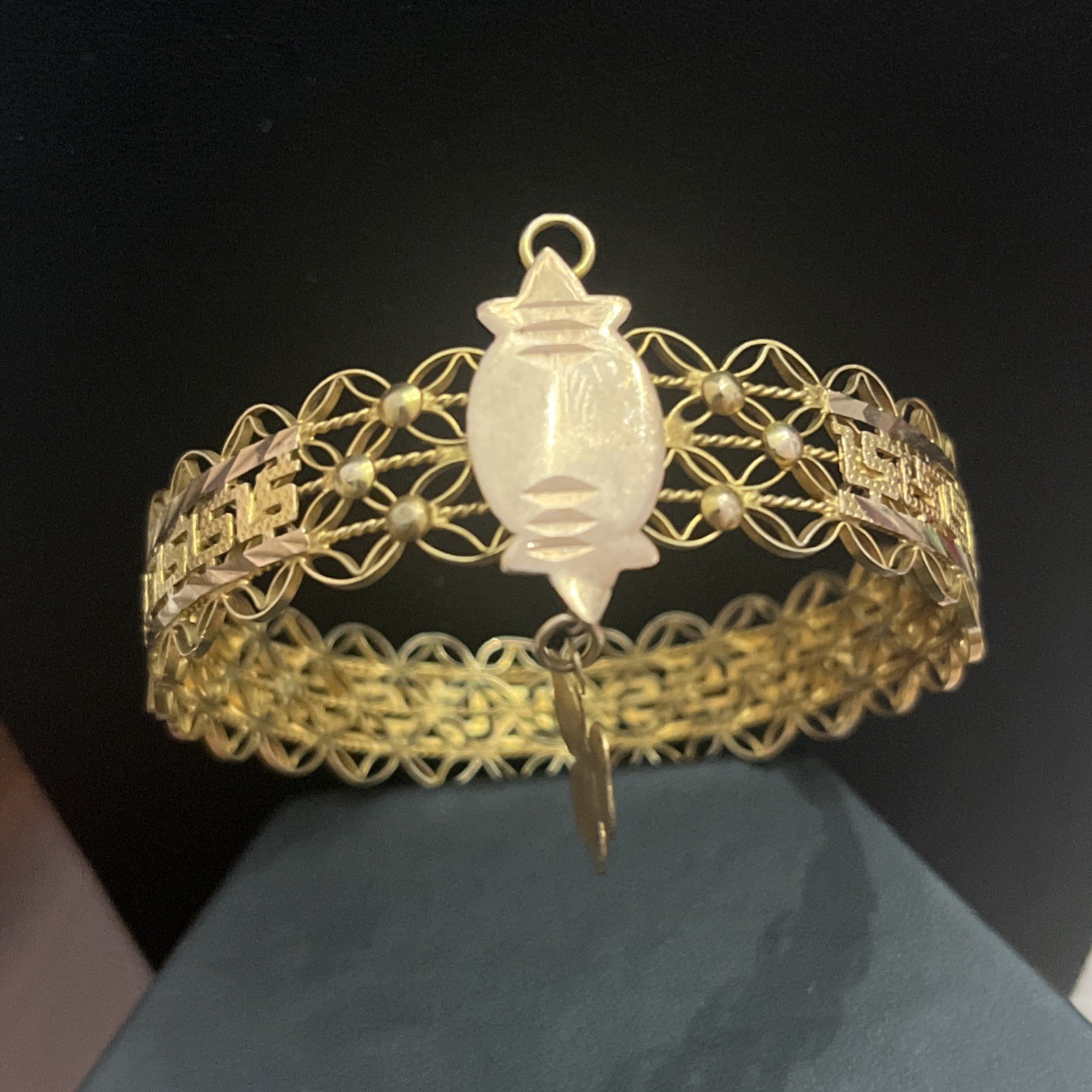 Antique Victorian Etruscan Gold Filled Greek Key Bangle Wedding Love Bracelet