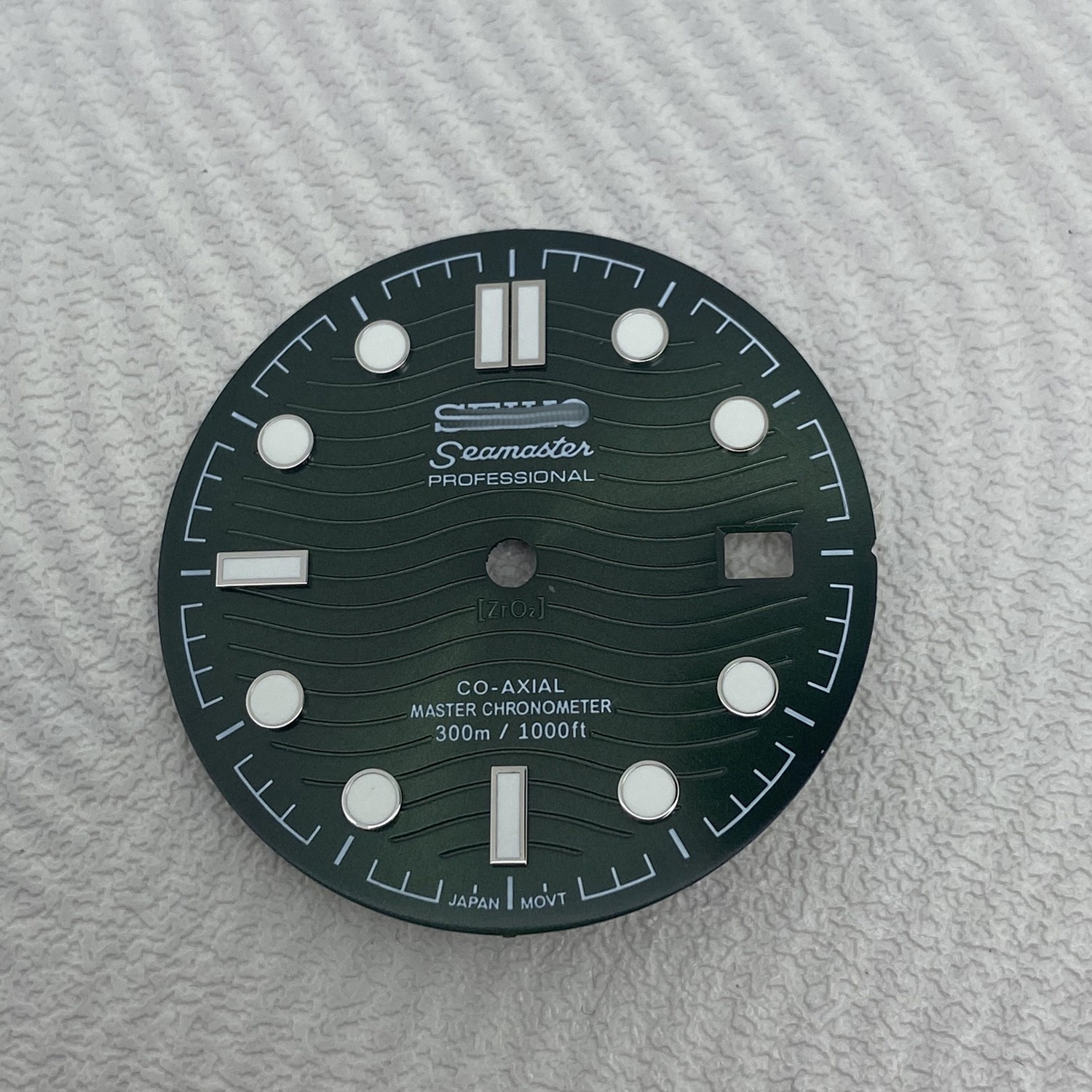 31mm Ripple Pattern Watch Dial+Hands Green Lume For NH35 Movement Watch Parts