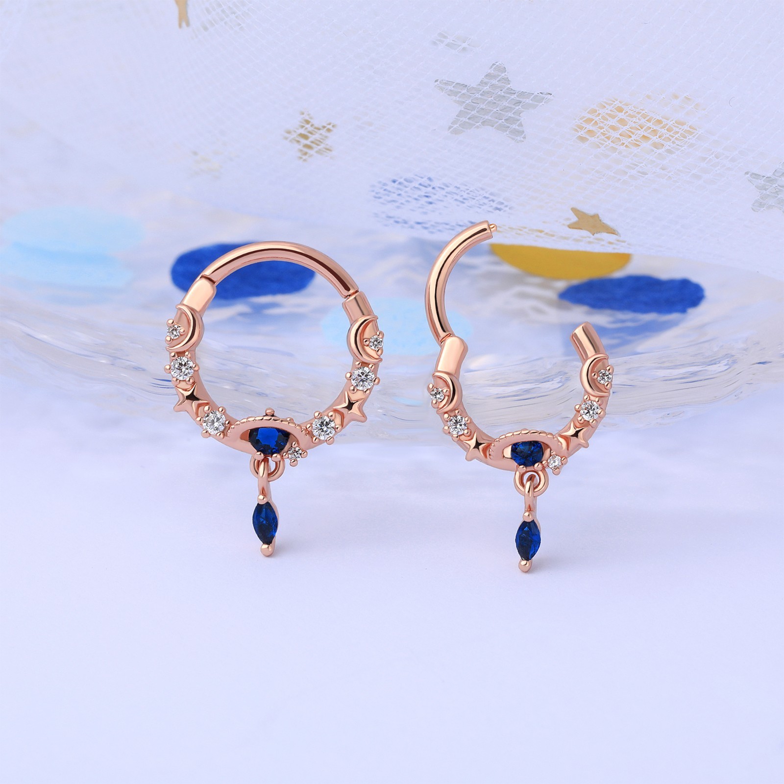 CZ Rose Gold Septum Clicker 16G Helix Cartilage Lobe Daith Conch Tragus Piercing