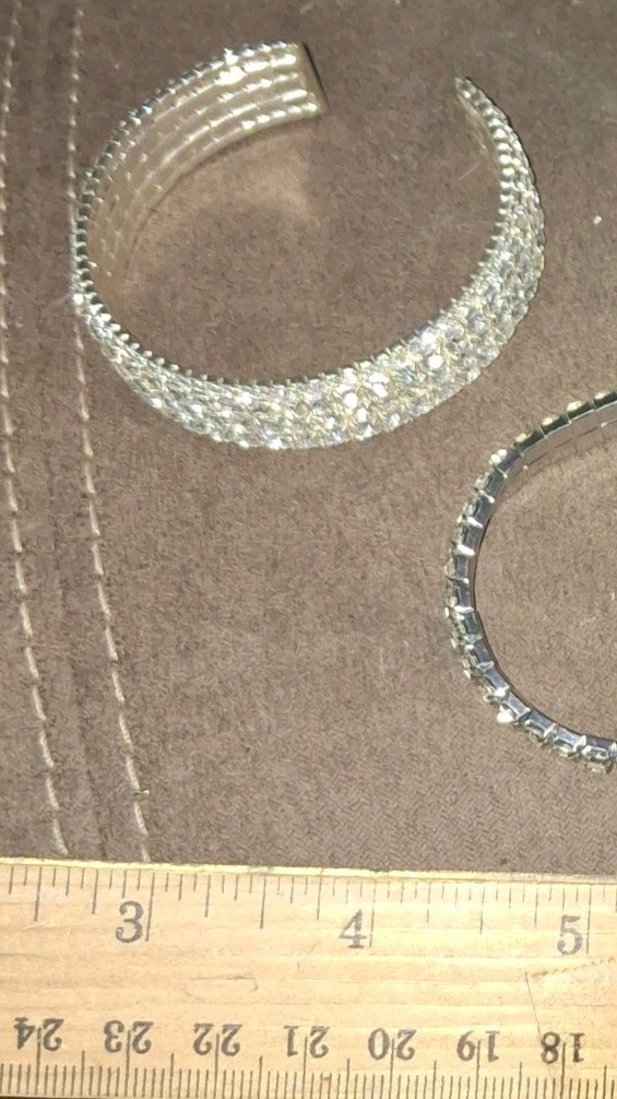 Multirow Rhinestone Crystal Cuff Bracelet Formal EUC Sparkly