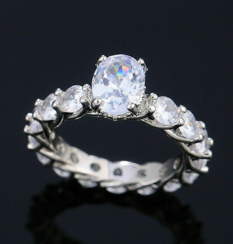 2.15Ct CZ Anniversary Band 925 Silver Plated Decorative Ring For Birthday Gifts