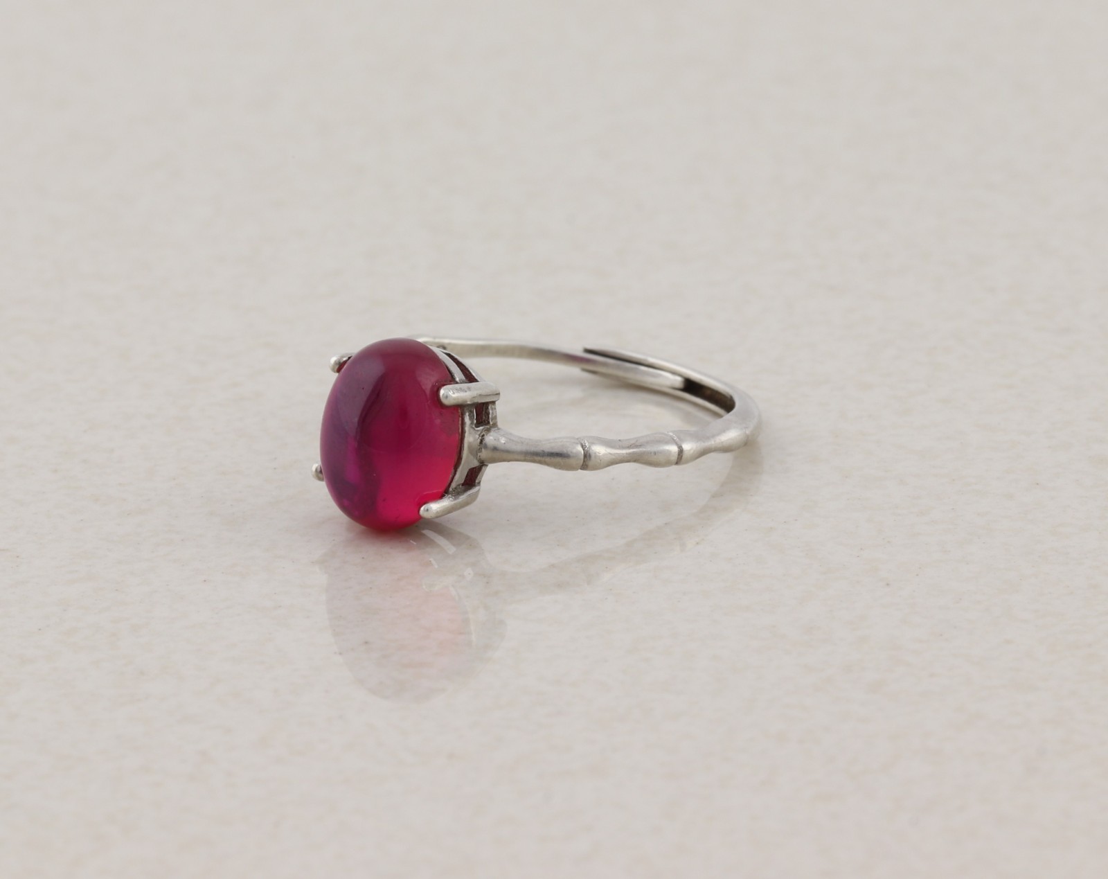 Sterling Silver Lab Created Star Ruby Sapphire Ring Size 7 Adjustable