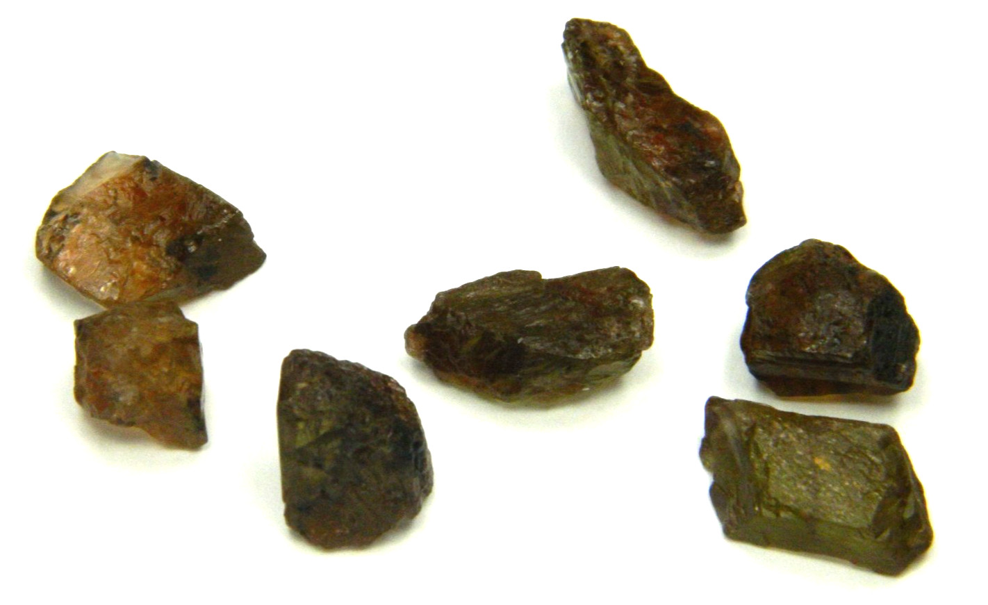 Andalusite Natural Rough Gems 12.30g 7 Pcs Lot Earthy Green Brown Brazil S046