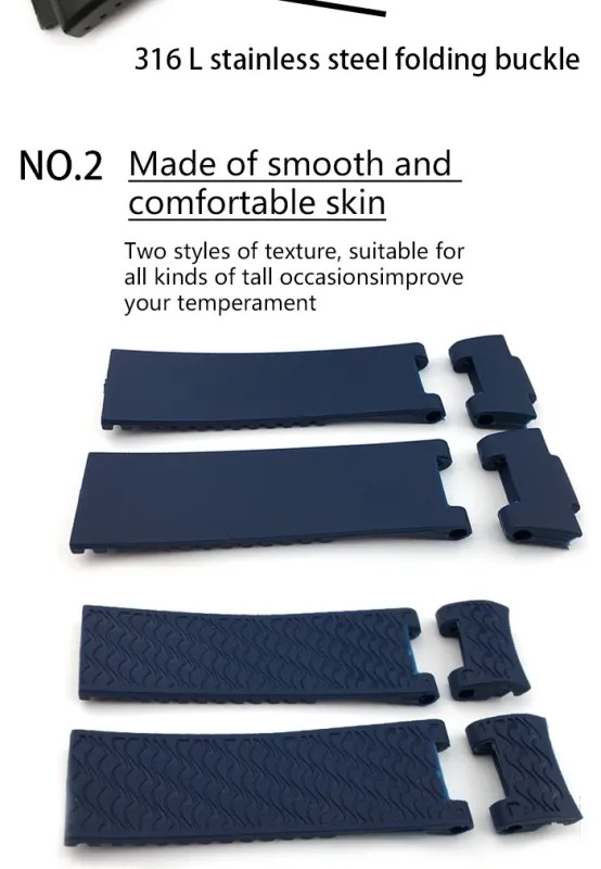 22 25mm Silicone Watch Band Strap For Ulysse Nardin DIVER 263 Bracelet