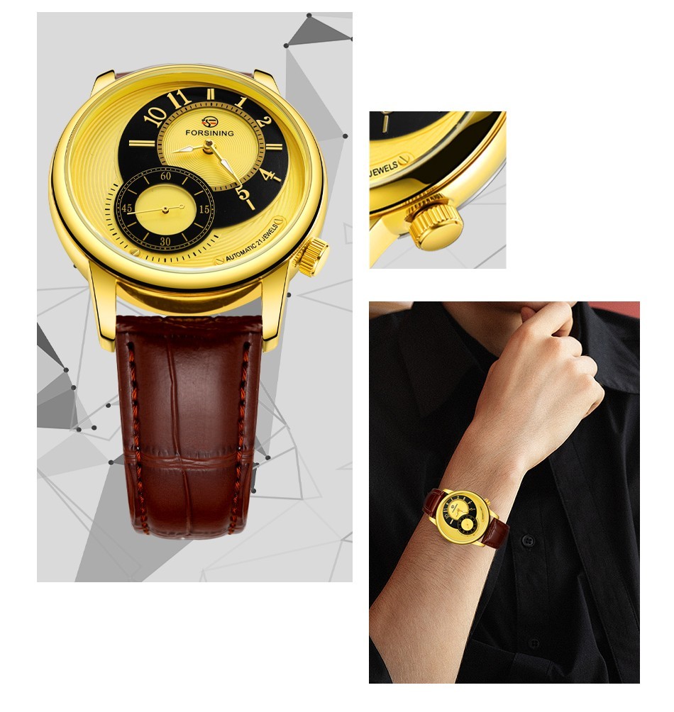 Forsining Mechanical Automatic Luxury Men’s Watch 3ATM Leather Strap