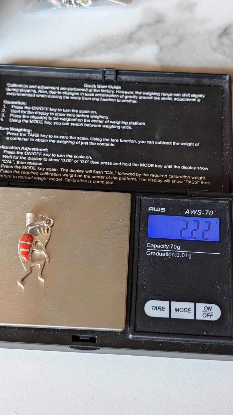 Vintage Navajo Lowell Drape Double Sided Kokopelli Coral Opal Sterling Pendant
