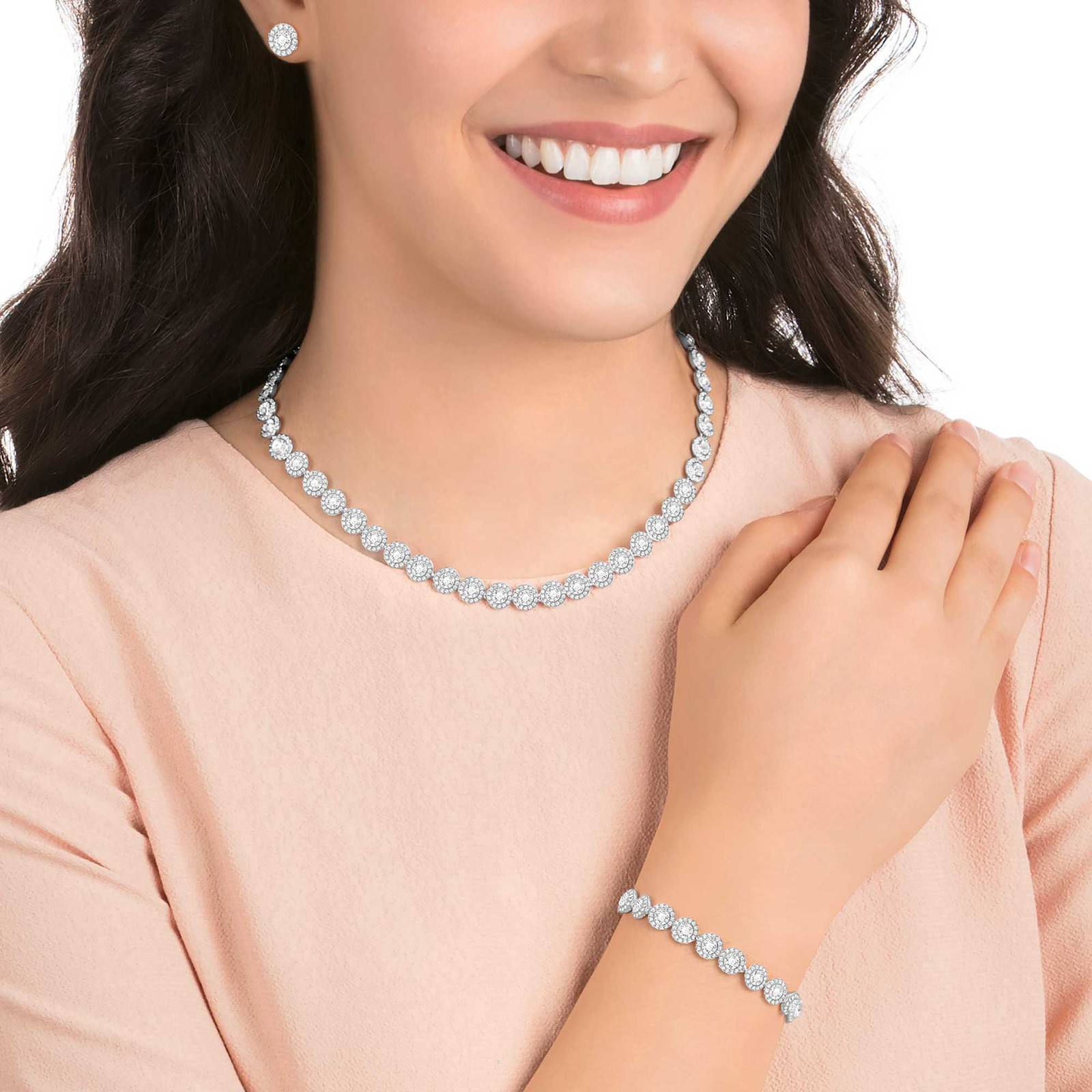 Swarovski Una Angelic Set, Necklace, Earrings & Bracelet, Round Cut 5367853