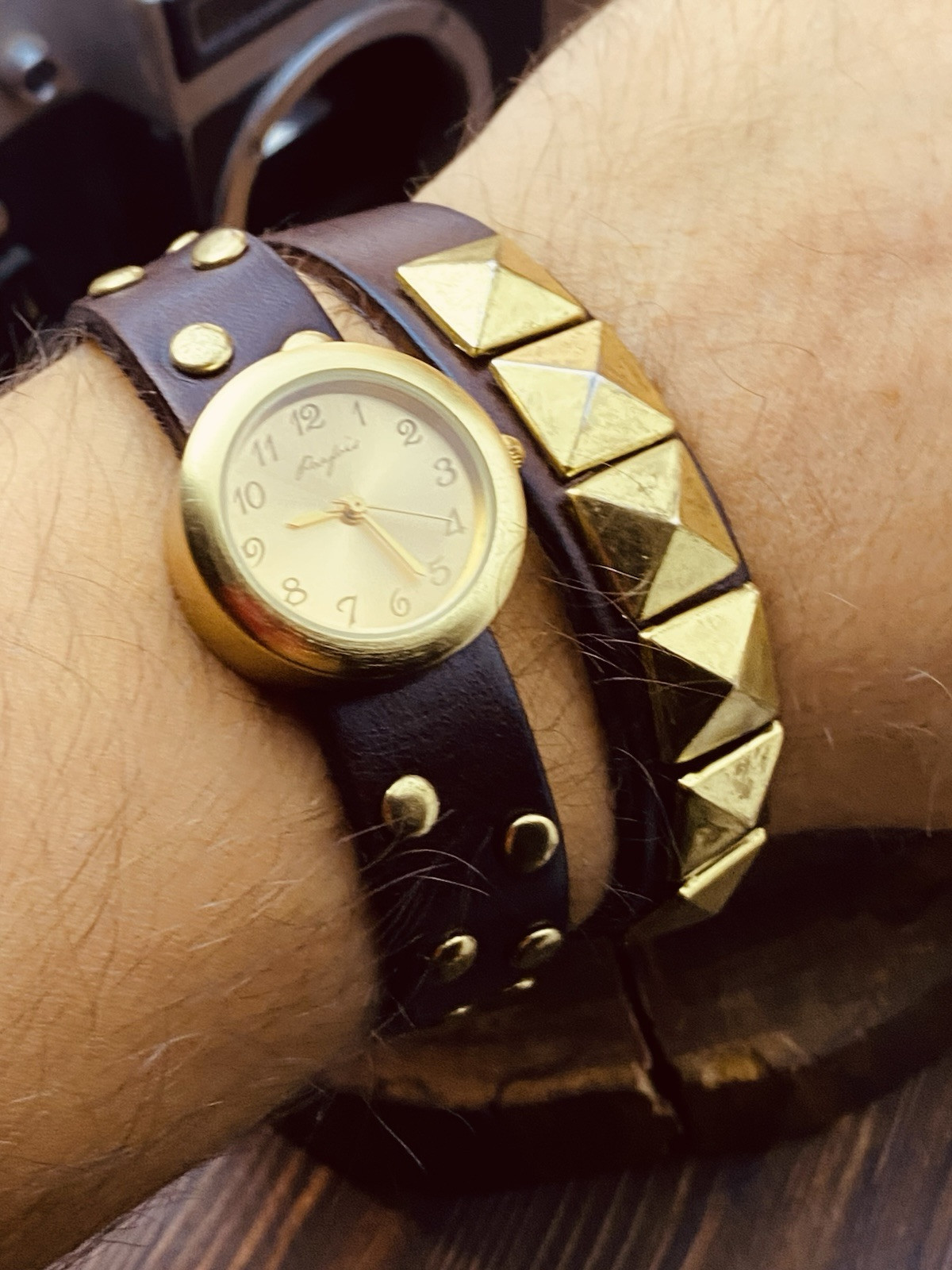 Parfois Watch Women Gold Tone Retro Leather Band New Battery