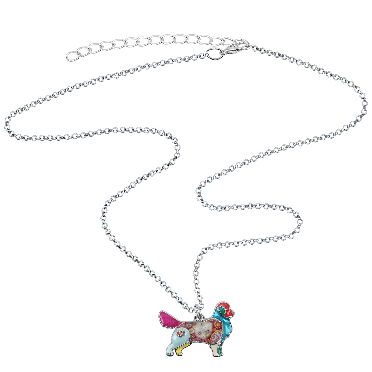 Enamel Alloy Golden Retriever Dog Necklace Pendant Pets Jewelry Charms Gifts