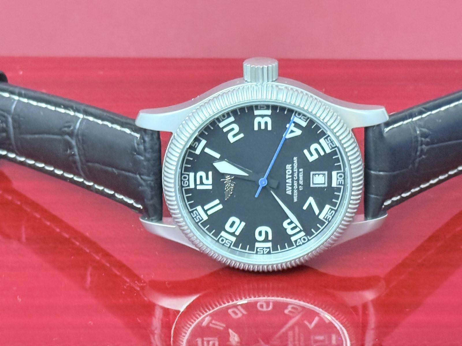 Aviator Watch Mechanical Soviet USSR Pilot Military Calendar Day Raketa Vintage