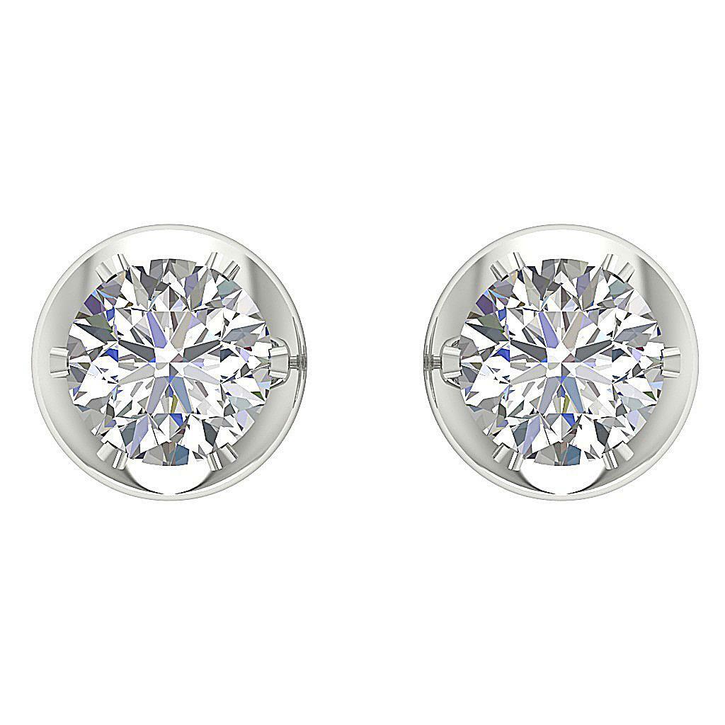 SI1 G 0.50 Ct Natural Diamond Solitaire Stud Earrings 14K Yellow Gold Prong Set