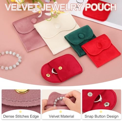 Velvet Jewelry Pouches, 6 Pcs Jewelry Packaging Gift Bags (4″x4″) Blue/Gray