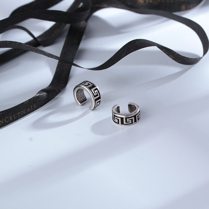 2pcs Retro Silver Simple Small Band Ear Cuff Clip Wrap Earrings 4x10mm Gift L39