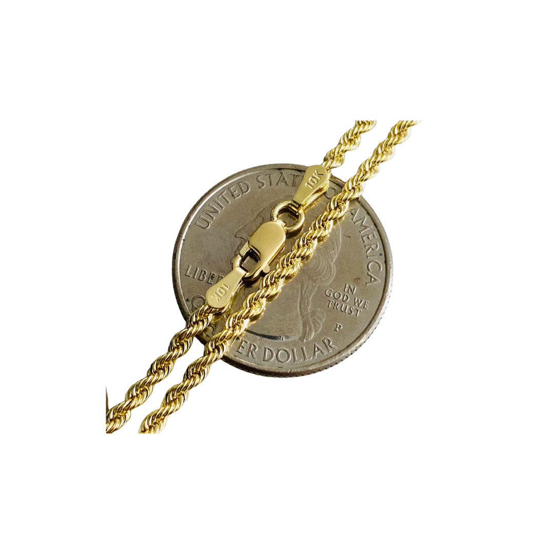 10K Real Gold 2.2mm Rope Chain- 10k Gold Rope Necklace , 10K Unisex Chain- RP040