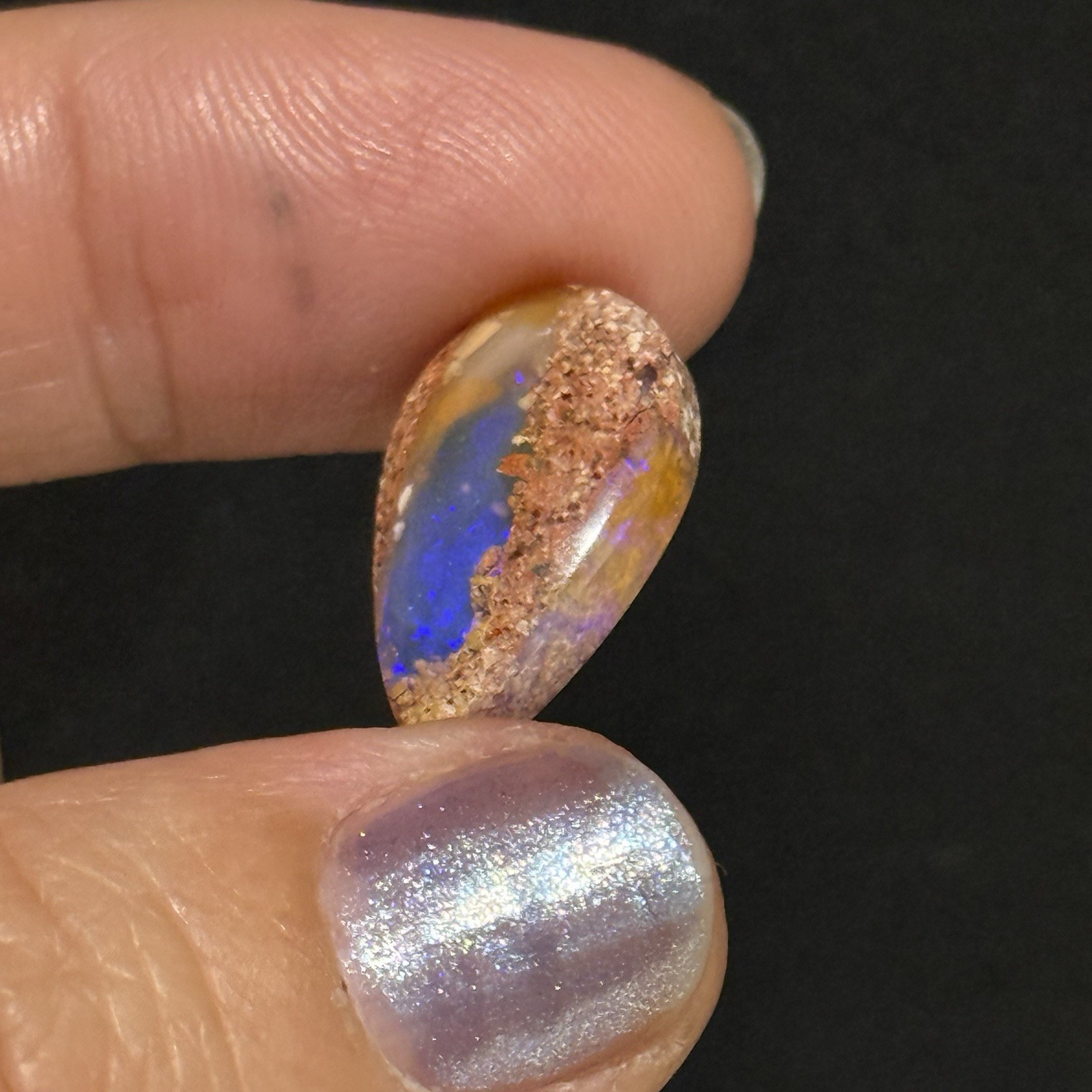 5.85ct 19.2x11x4.7mm Purple Crystal Pipe Australian Boulder Opal Cabochon Gem