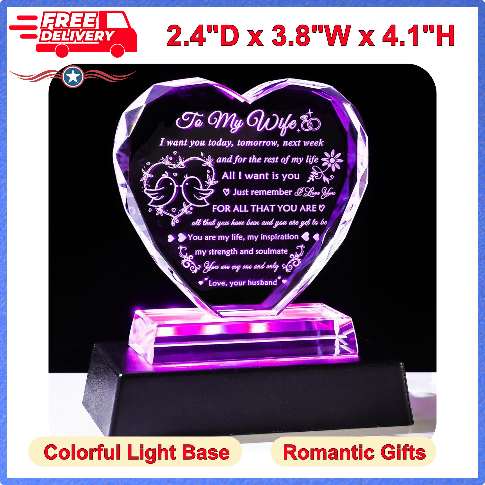 Anniversary Gift For Wife Romantic Anniversary Present For Lover Colorful LED