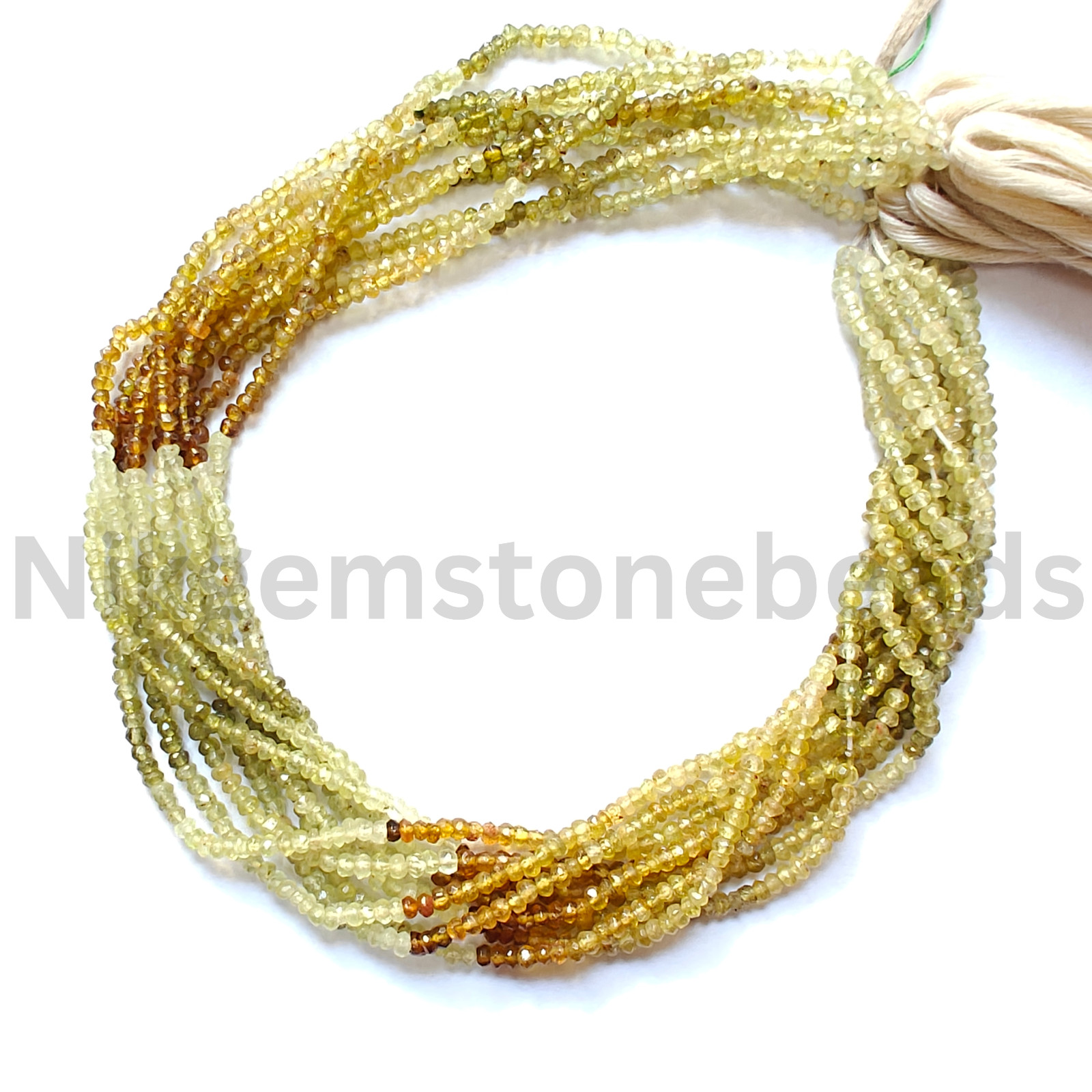 Natural Shaded Grossular Garnet Beads, Faceted Rondelle Cut Stone, 2.75-3.10 MM.
