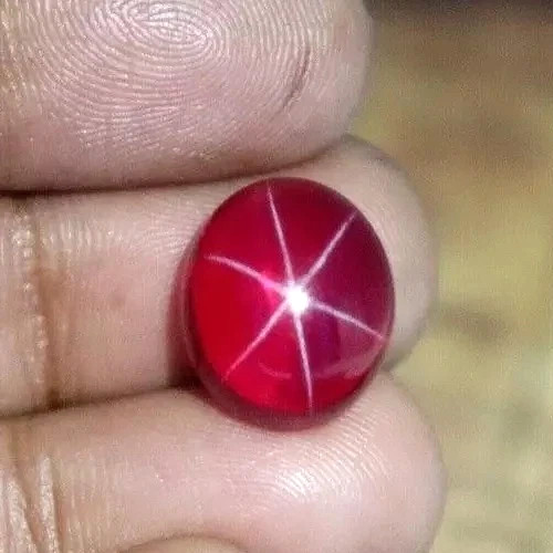 6 Rays Natural Red Star Ruby Oval CUT Cabochon 9 Ct Certified Loose Gemstone