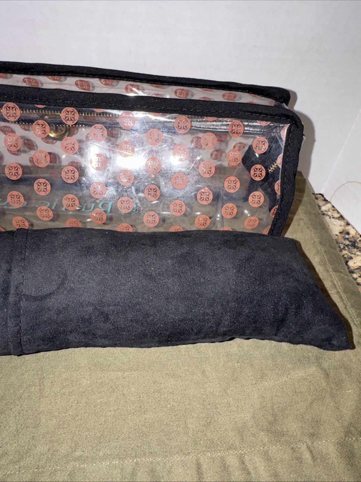 Rustic Cuff Bracelet Travel Case Clear Vinyl Zip Pouch Velvet Pillow