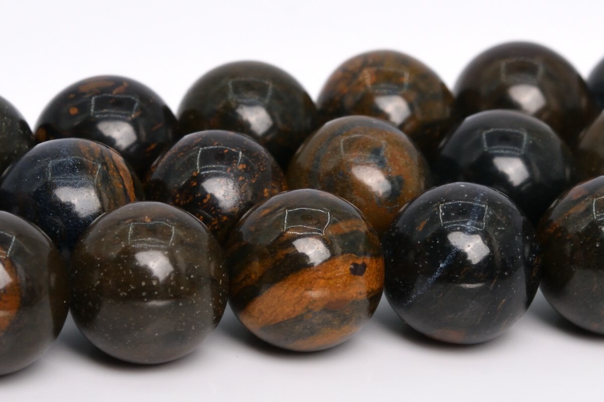 10MM Genuine Natural Blue and Yellow Tiger Iron Beads Grade AA Round Loose Beads