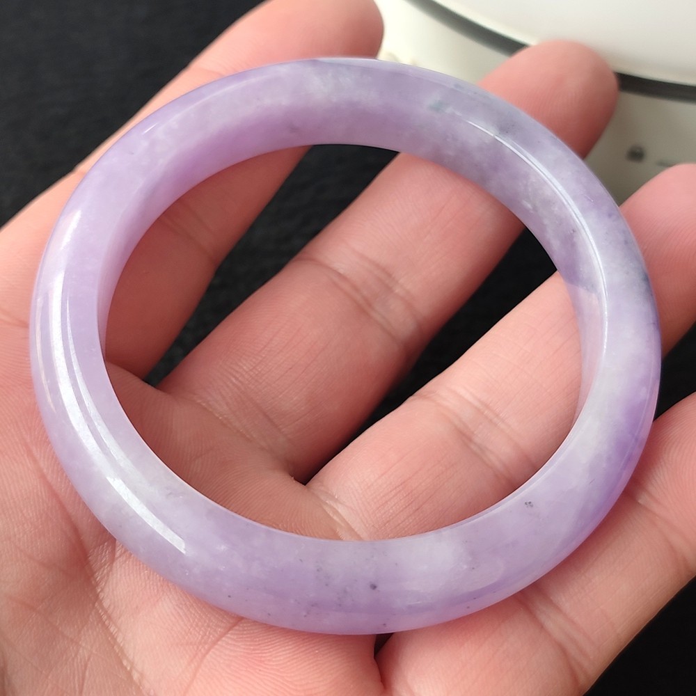 Certified Grade A Lavender 55mm Natural Burma Jade jadeite Bangle Bracelet