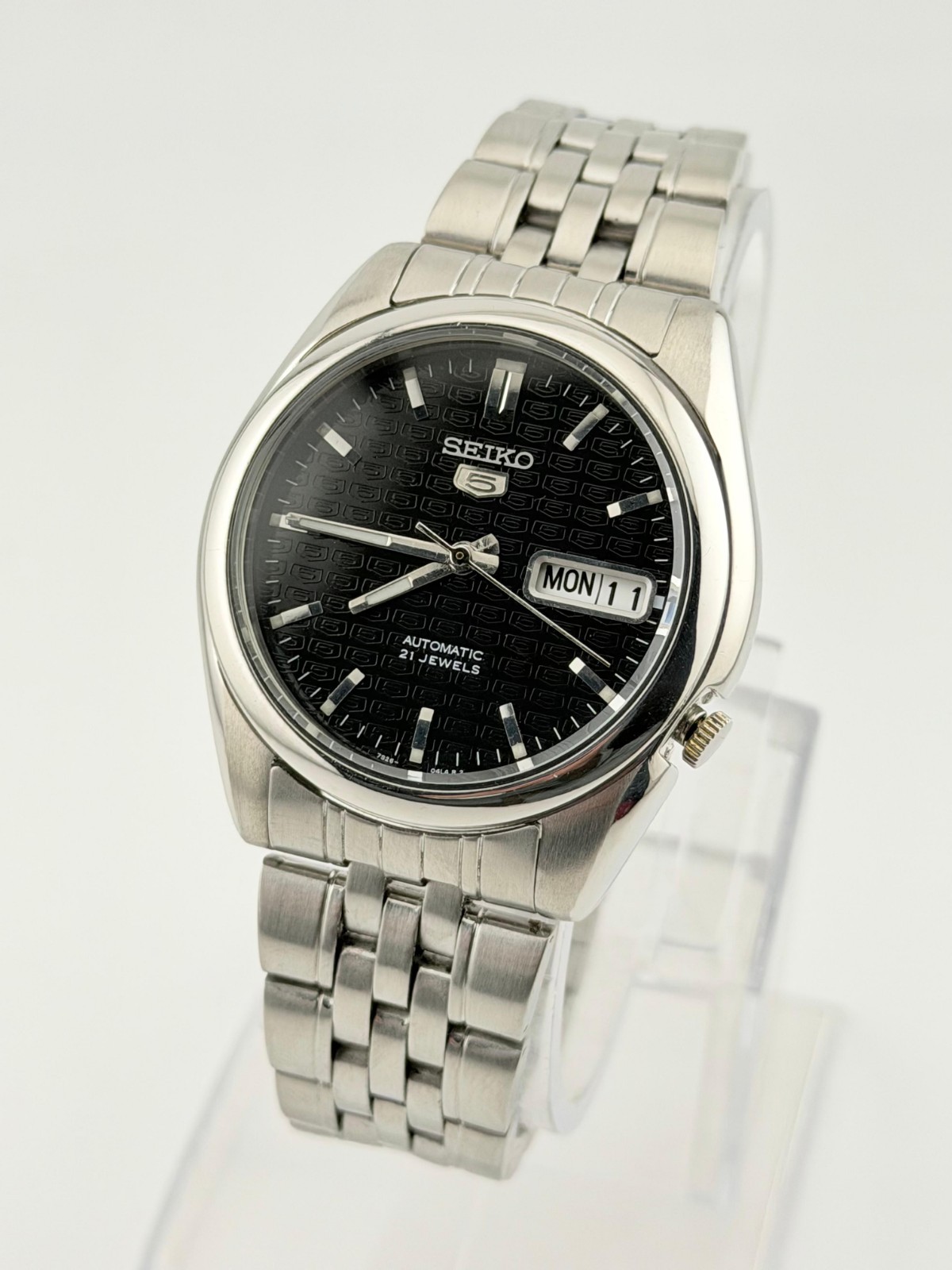 Vintage Seiko 5 Automatic Watch SNK361 Black Dial Men’s Wristwatch 7S26 Movement