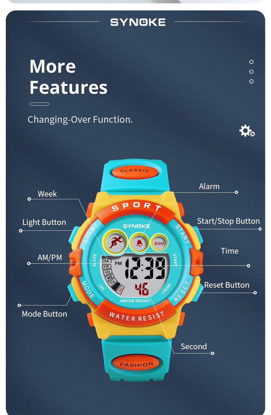 Boy and Girl Sports Watch Electronic Waterproof Watch Multifunctional Watch Gift