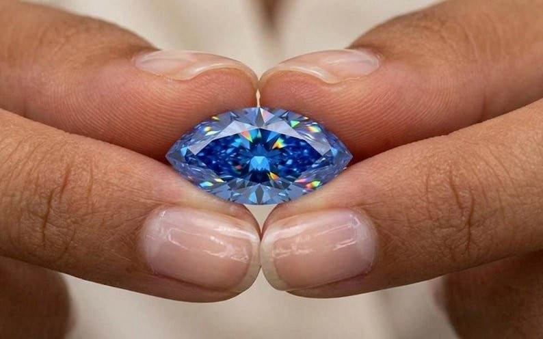 5 Ct Fancy Blue Color Mossanite Diamond Marquise Cut VVS1 Loose Gemstone1+Gift