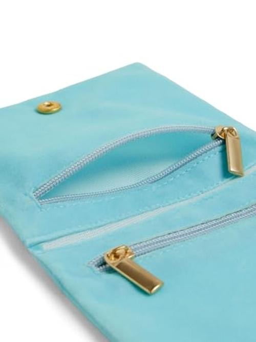 3Pcs Small Jewelry Bags Velvet Zipper Jewelry Organizer Jewelry Rolls Blue