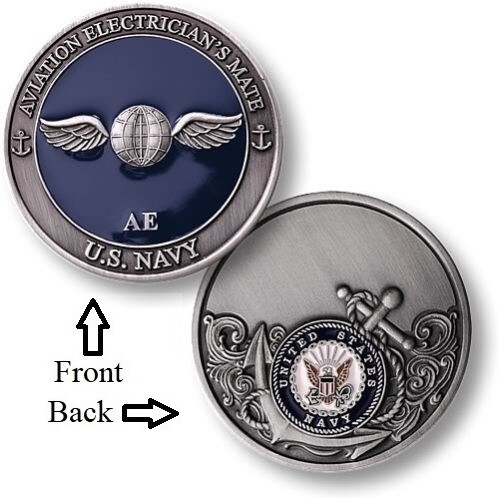 AE = Aviation Electrician’s Mate ~ Airdale ~ U.S. Navy Airman Challenge Coins ~