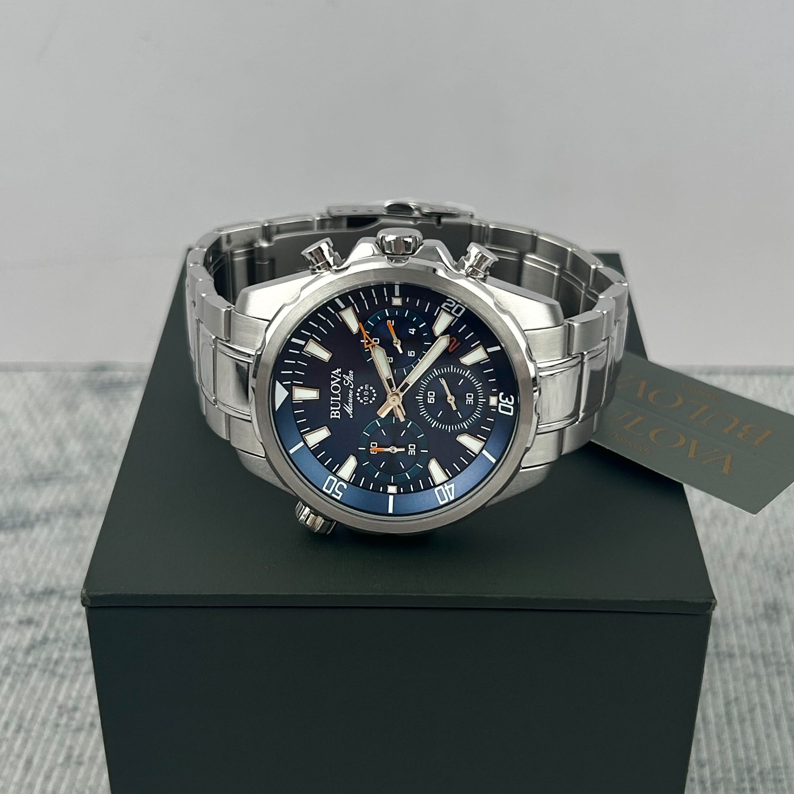 Bulova Marine Star 96B256 Blue Dial Chronograph Men’s Quartz Watch | 43mm