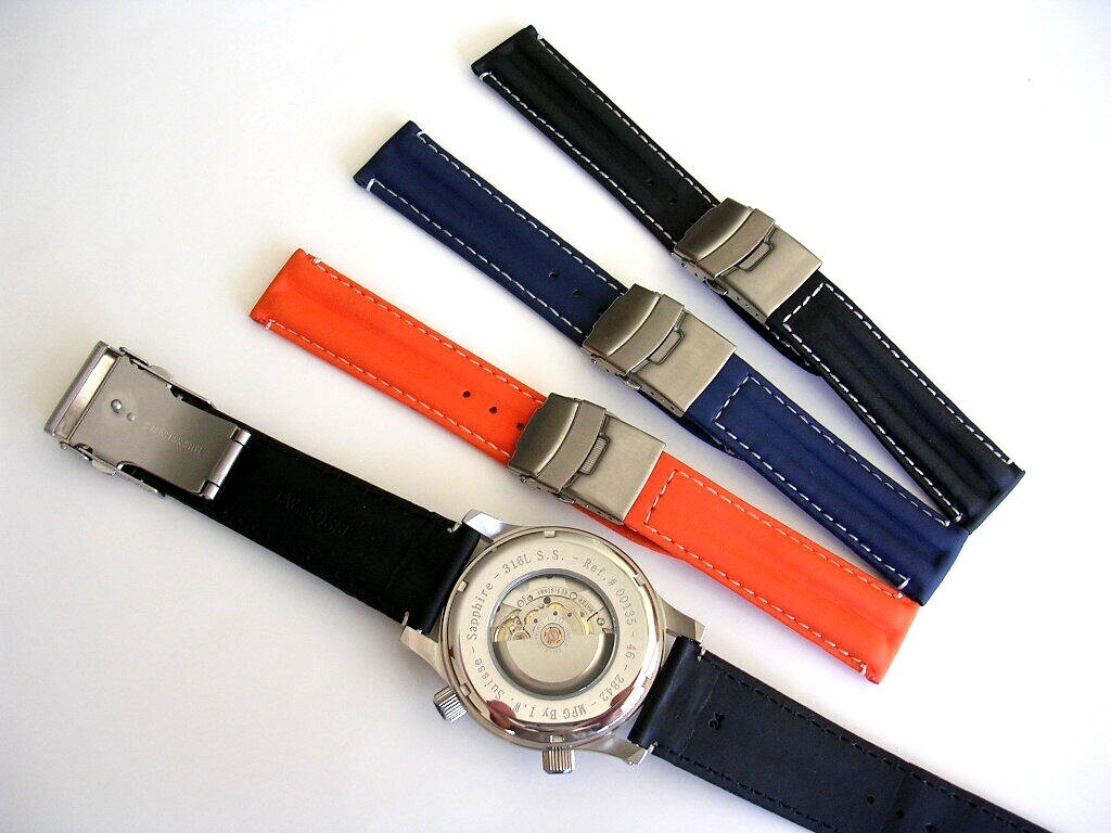 Silicon Rubber Sport racing deploy watchband Diver strap Dbl Lock IW SUISSE NATO