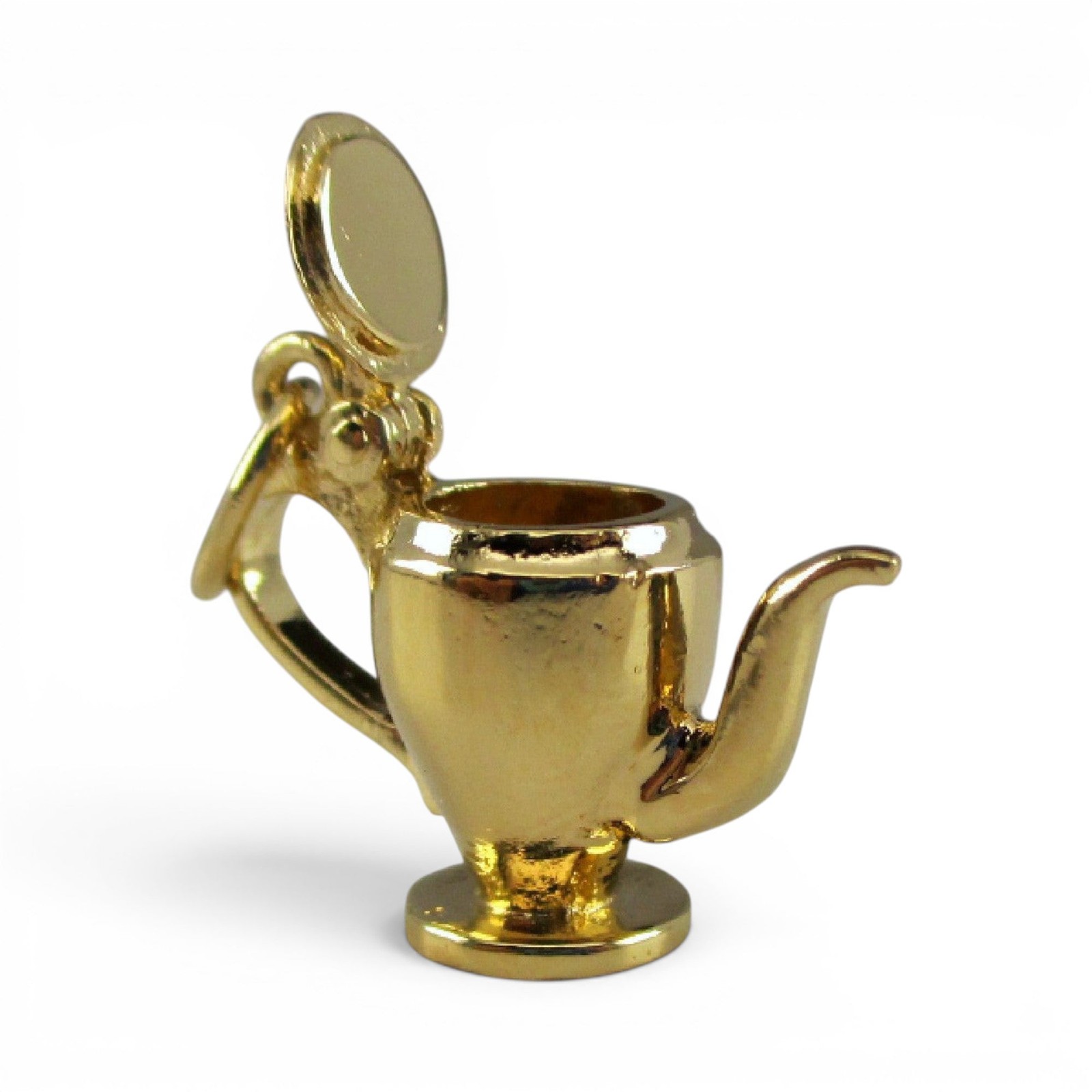 Sterling Silver Gold Vermeil Restaurant Coffee Pot Charm for Bracelet Wife Gift