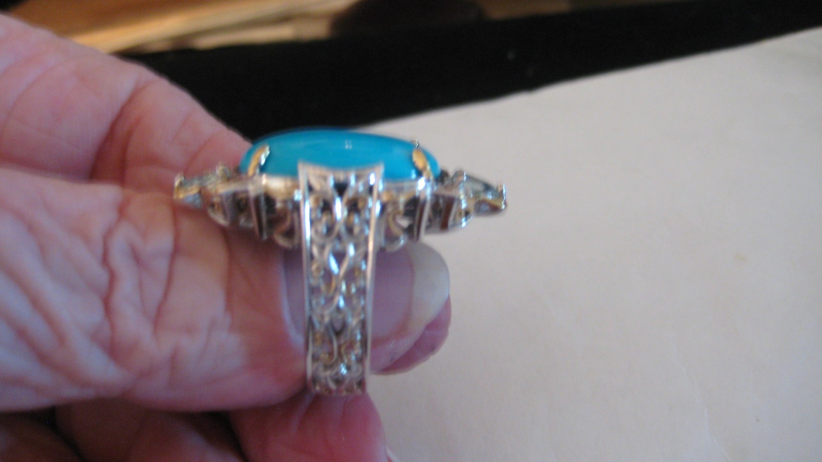 NICE GEMS EN VOGUE/MICHAEL VALITUTTI 925 TURQUOISE & BLUE TOPAZ RING, SZ 7