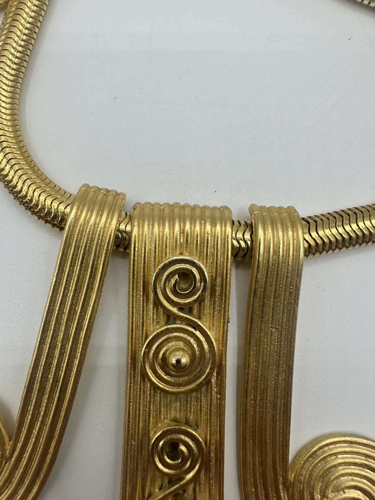 Byzantine Swirl Motif Gold Statement Collar Vintage