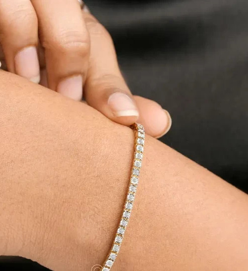 Wedding Festival sale ! Round Natural Diamond Tennis Bracelet 14k Yellow Gold