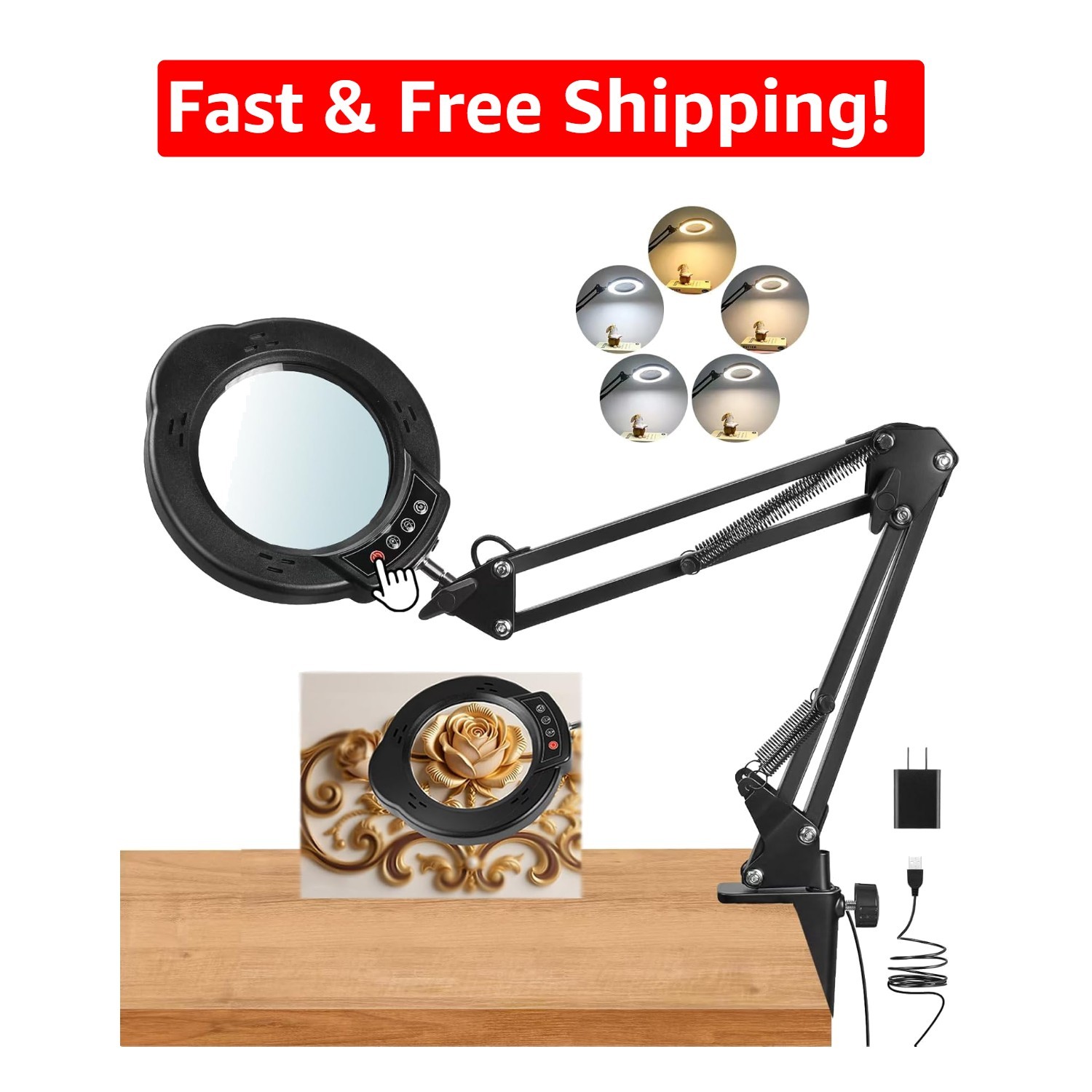 Perfect Gift for Seniors: 12X Magnifying Glass with Adjustable LED Light & Stand