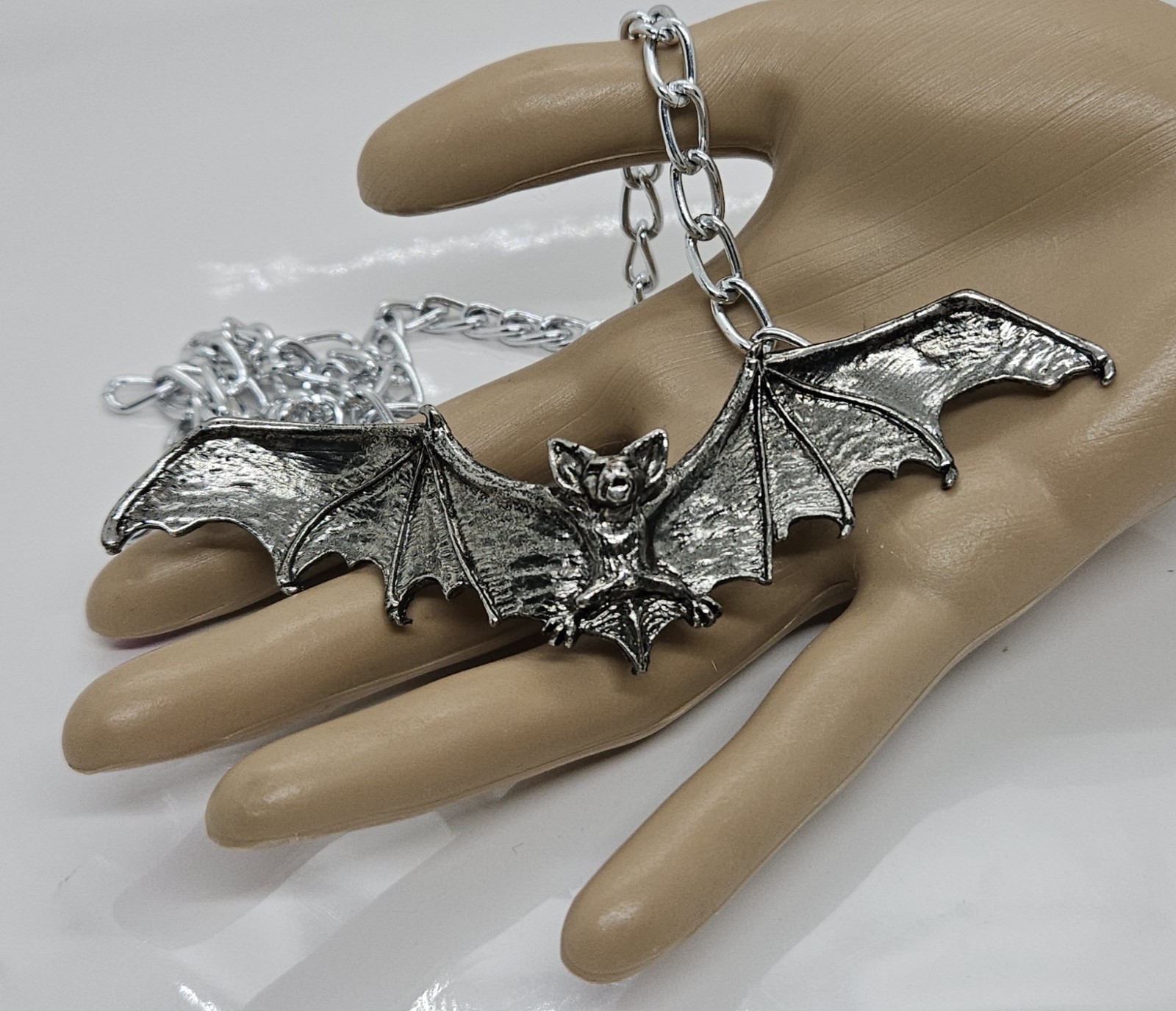 Vintage Bat Pendant Necklace Gothic The Alchemy Carta 1992 England 24″