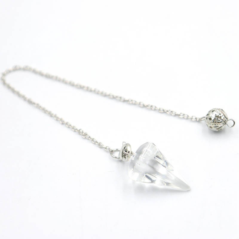 Crystal Natural Gemstone Healing Energy Cone Hexagonal Point Pendulum Pendant