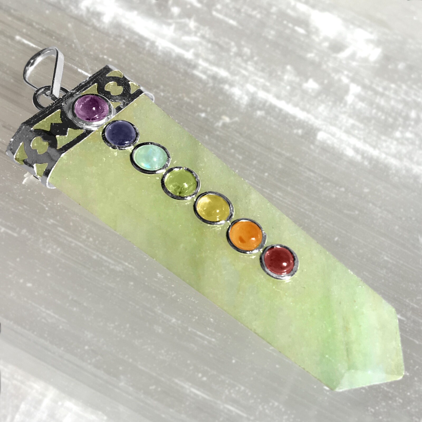 Green Aventurine 7 Chakra Crystal Pendant Necklace HANDMADE Heal Stone CHARGED