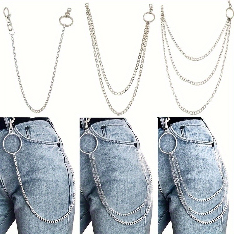 Silver Layered Trouser Chains Vintage Punk Hip Hop Waist Chain Street Accessory