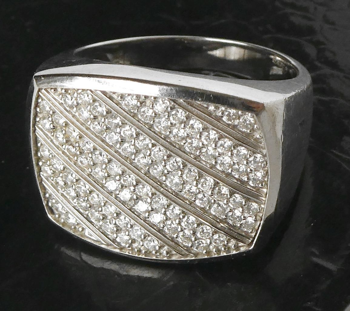 Handsome 14k White Gold Mens Diamond Ring .85ctw Hi Quality Heavy 13.3gr Sz 10.5